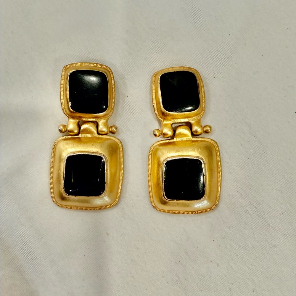 Vintage Gold and Black Earrings